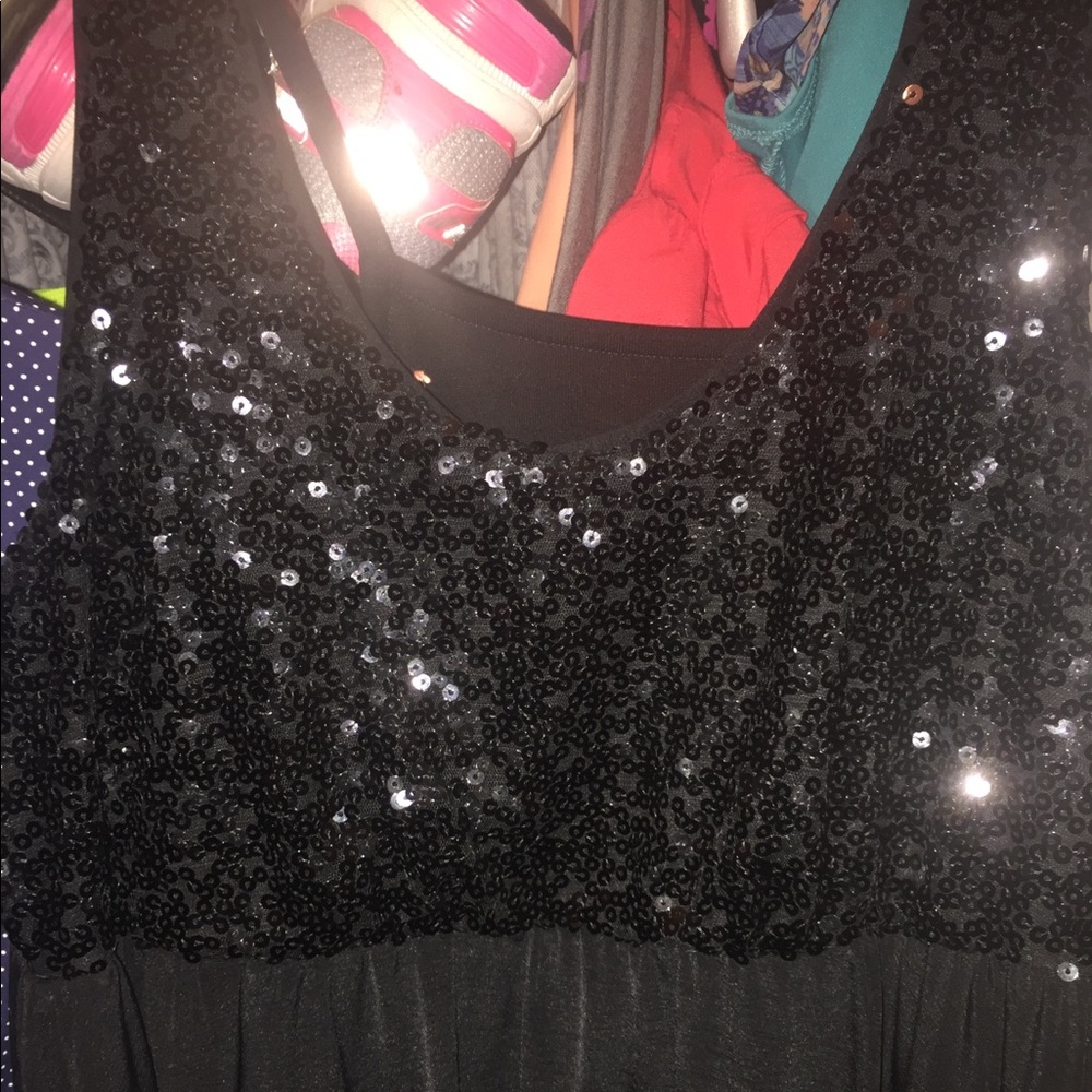 Black top sequence dress